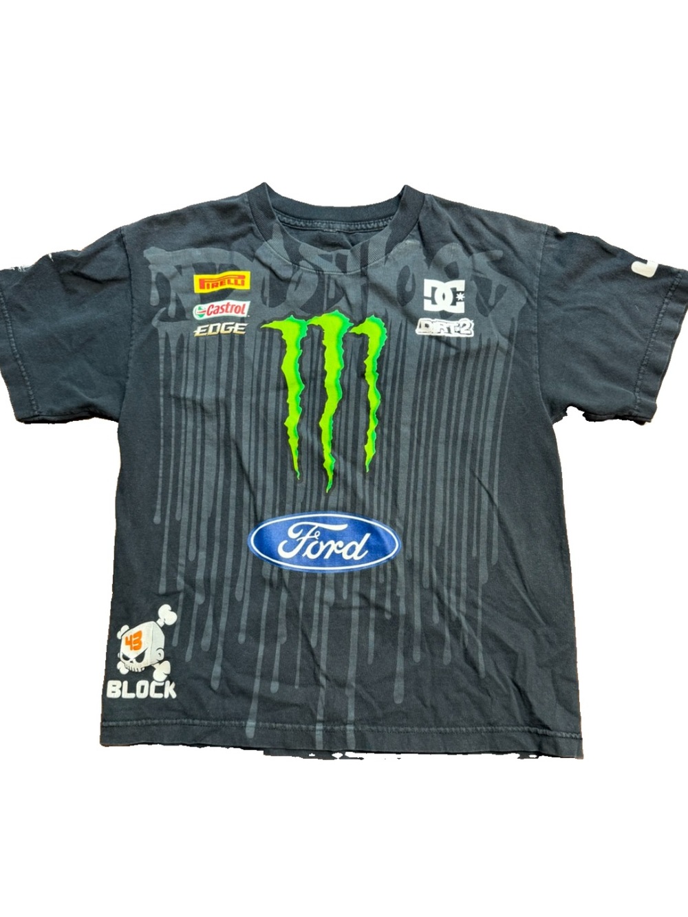OFFICIAL Ken Block DC Monster Energy Ford Racing Black Shirt Vintage Youth L F2